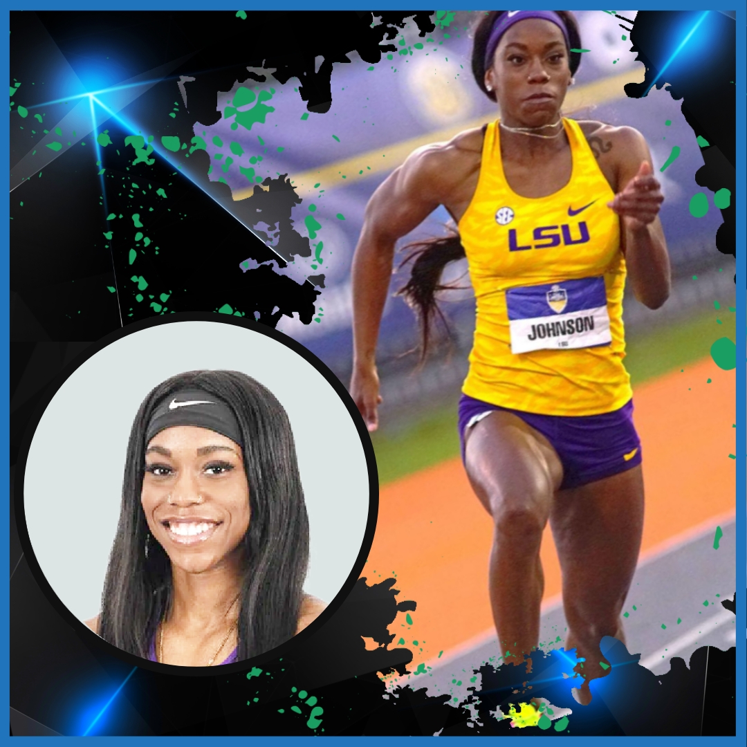 Kortnei Johnson is a U.S. born sprinter, competing in single and team relay events. While attending LSU, she was a 2x NCAA Champion (2016 and 2018 4×1), 9x All-American, 8x All-SEC, and 5x SEC Champion (2019 60m Dash, 2016, 2017, 2018, 2019 4×1).